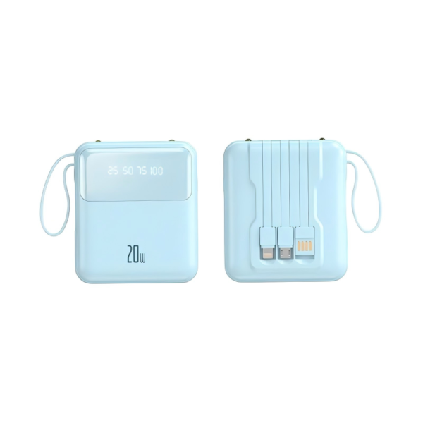 20W Built-in Three-Cable Digital Display Power Bank