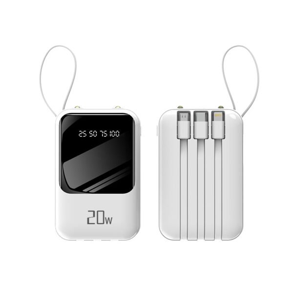 20W Built-In Three-Cable Digital Display Power Bank