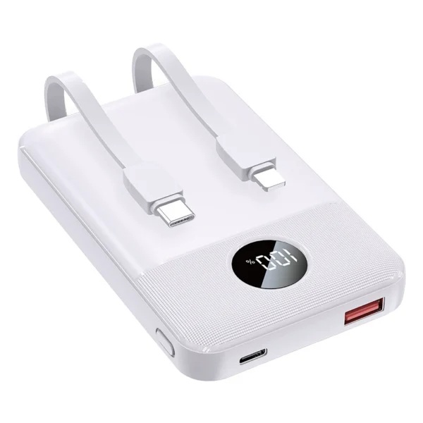 Built-In Dual-Cable Fast Charging Power Bank with Digital Display